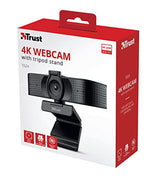 Trust Teza 4K Ultra HD Webcam, 3840x2160, 2 Micrófonos y Enfoque Automático, 30 FPS, USB Plug & Play, Cámara Web para Teams, Zoom, Skype, Portátil, Ordenador, Mac - Negro