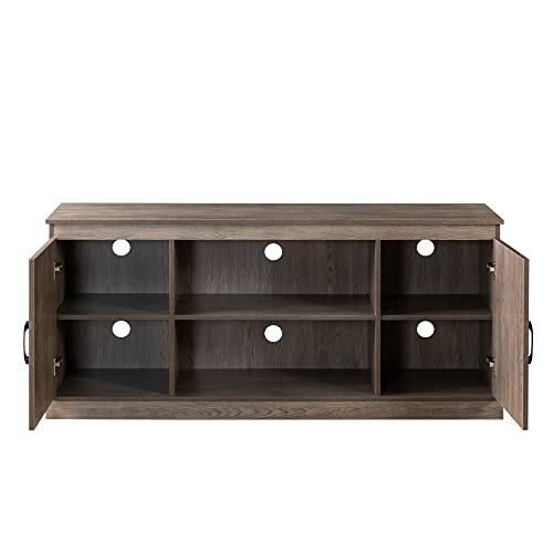 Zinus Wade Mueble TV - Mueble TV 147x67x40 cm - Mueble con armario - Diseño estilo granja - Gris