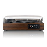 Lenco Tocadiscos LS-15WD – Recepción y transmisión Bluetooth®, 2 altavoces integrados, pastillas AT3600L, transmisión por correa, parada automática, 33/45 rpm, AUX y RCA, marrón