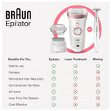 Braun Silk Epil 9 Flex 9010 - Depiladora eléctrica 3D, color blanco