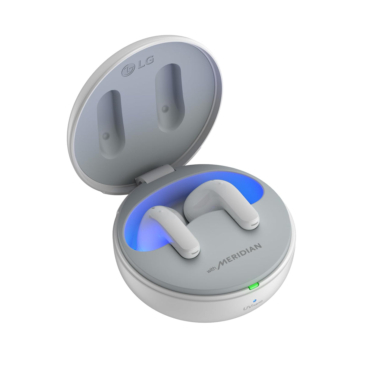 LG Electronics Auriculares Tone Free DT80Q, Bluetooth 5.2 con Sistema de Sonido Meridian y Función de Carga Rápida, Blanco