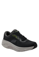 Skechers D'Lux Walker 2.0 Swave, Zapatillas Hombre, Black Engineered Mesh/Synthetic/Lime Trim, 46 EU