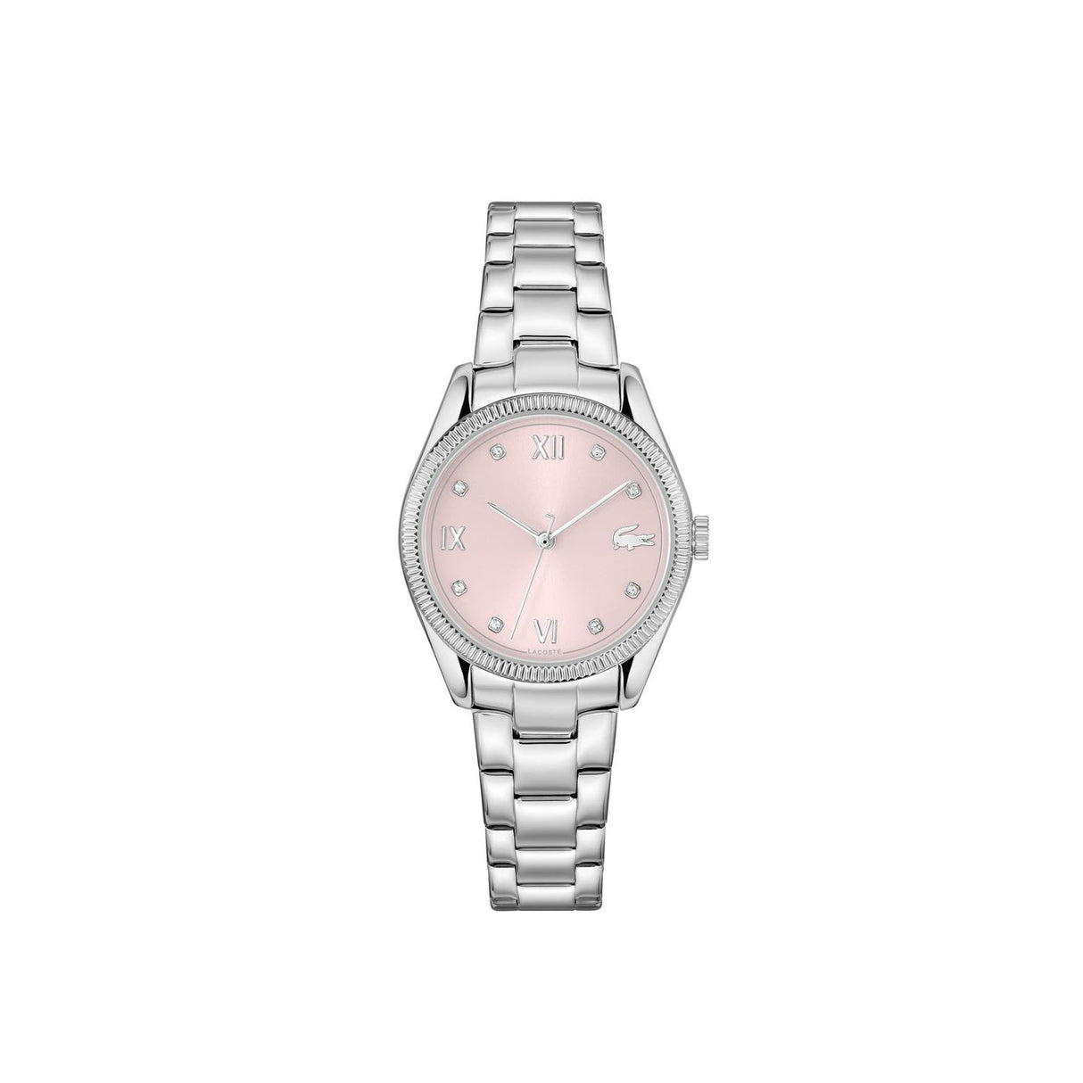 Lacoste Reloj con Movimiento de Cuarzo de Tres Manecillas para Mujer Colección Parisienne con Correa de Acero Inoxidable Plateada - 2001422