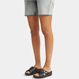 Fitflop Sandalias Cruzadas de Cuero con Hebilla de Cristal Lulu, Mujer, Black, 39 EU