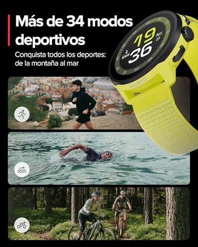 SUUNTO Run Reloj GPS Running, Pantalla Táctil AMOLED 1,32'', Ligero, Multideporte, Monitor Actividad, GPS Preciso, Seguimiento Cardíaco/Sueño, 12 Días Autonomía, 4GB Almacenamiento Música