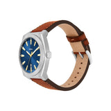 Fossil Reloj Everett para Hombre, Movimiento de Cuarzo con Fecha a Tres Agujas y Correa de Piel o Acero, Marrón y Azul