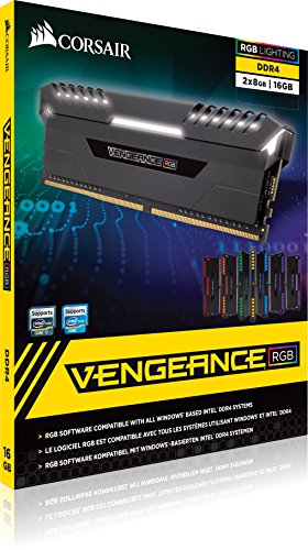 Corsair Vengeance RGB - Kit de memoria Entusiasta de 16 GB (2 x 8 GB, DDR4, 3200 MHz, C16 XMP 2.0) negro