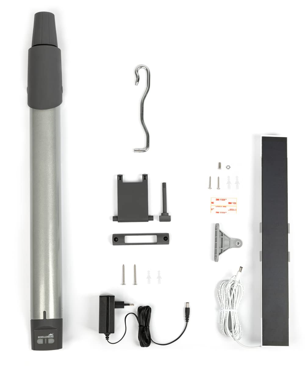 Schellenberg 20264 Accionamiento para toldo PREMIUM con panel solar, controlable por radio o aplicación Smart Home
