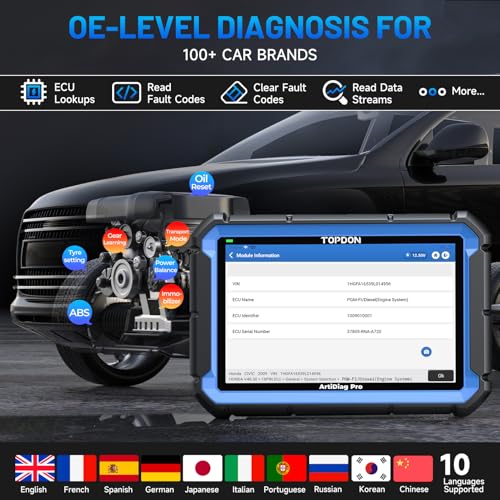 TOPDON Dispositivo de diagnóstico Auto ArtiDiag Pro, codificación en línea&Control bidireccional, diagnóstico Completo del Sistema a Nivel OE, 35+Funciones de Servicio, actualización Gratuita de 2