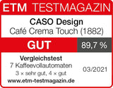 Caso Café Crema Touch - Cafetera automática, incluye manguera y depósito de leche, mecanismo de cono regulable sin niveles, listo para arrancar, todas las especialidades de café al tacto, color negro