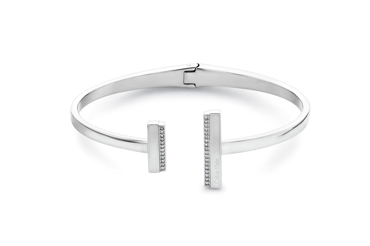 Calvin Klein Pulsera Bangle Abierta para Mujer Colección MINIMAL LINEAR en Acero Inoxidable con Cristales - 35000160