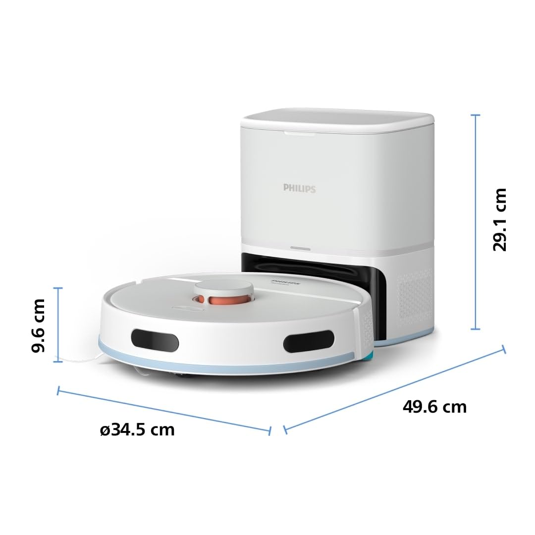 Philips Robot Aspirador Serie 2000-2700 Pa de Succión, Navegación Láser, App Homerun, Estación de Autovacío, 130 Minutos de Tiempo de Funcionamiento, Modo Alfombras (XU2100/20)