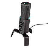 Trust Gaming GXT 258 Fyru Micrófono Gaming USB 4 en 1, Micro con Luces LED, 4 Patrones de Grabación, Micrófono PC para Podcasts, Vlogs, Streaming, Youtube, Twitch, PS4, PS5 - Negro