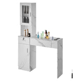VEVOR Estación Blanca de Salón de Montaje en Pared para Estilista Juego de Muebles de SPA de Belleza 1 Gabinete de Almacenamiento 3 Cubículos y 2 Cajones 1 con Cerradura, para Salón, SPA, Peluquería