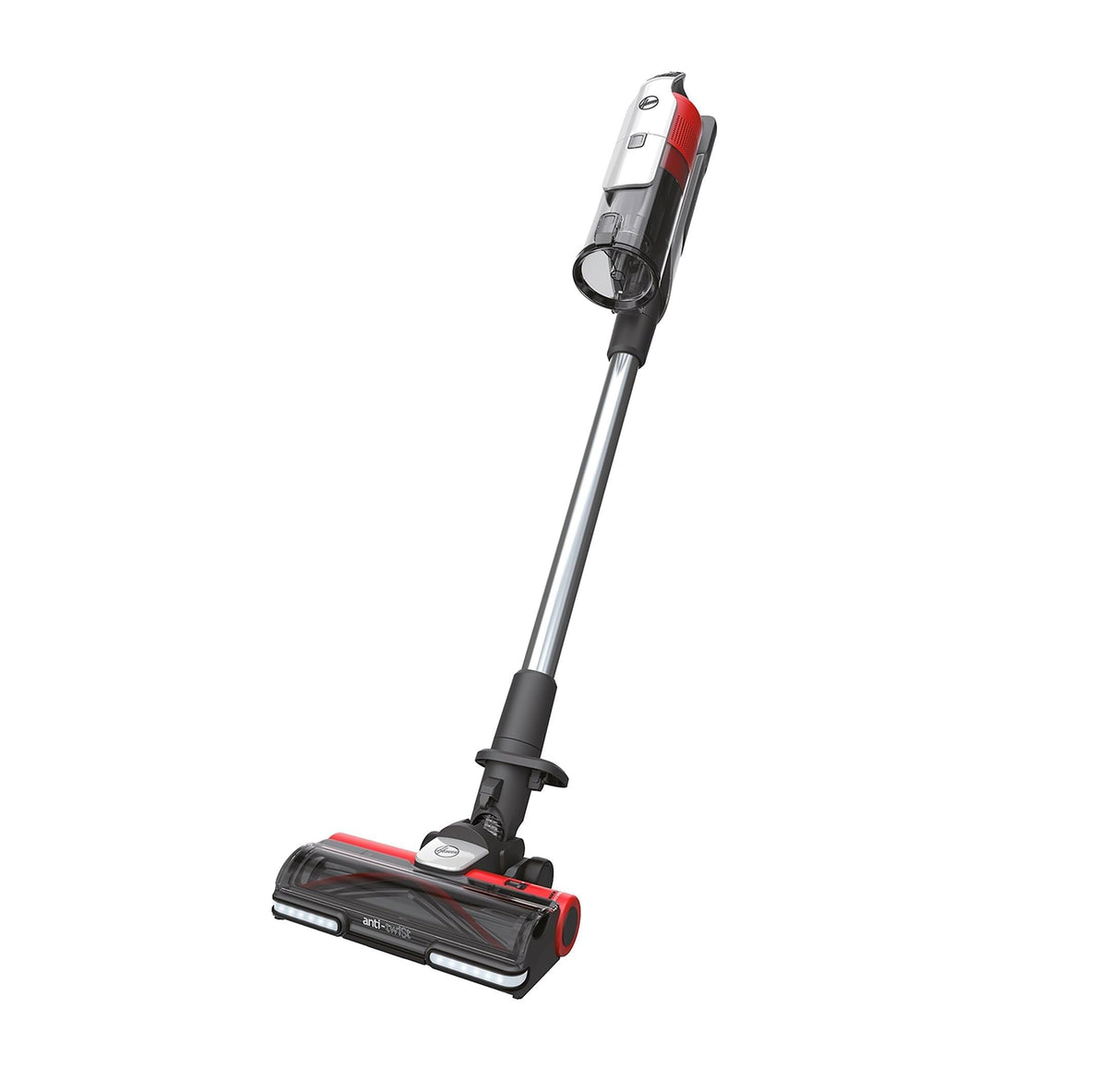 Hoover HF9 Home HF910H, Aspiradora Escoba sin Cable, sin Bolsa, 3 en 1, Escoba, de Mano y Vertical, Cepillo Antienredos, Autonomía 30 min, Color Gris/Rojo