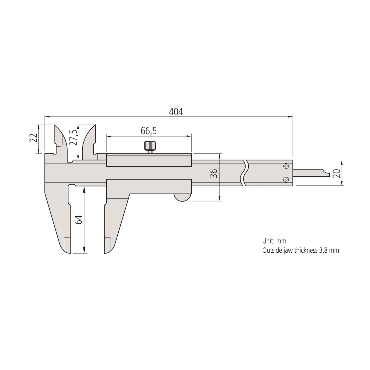 Mitutoyo Precisión – Calibre Vernier (con tornillo de bloqueo DIN 862, 0 – 200 mm, 1 pieza, 530 – 114