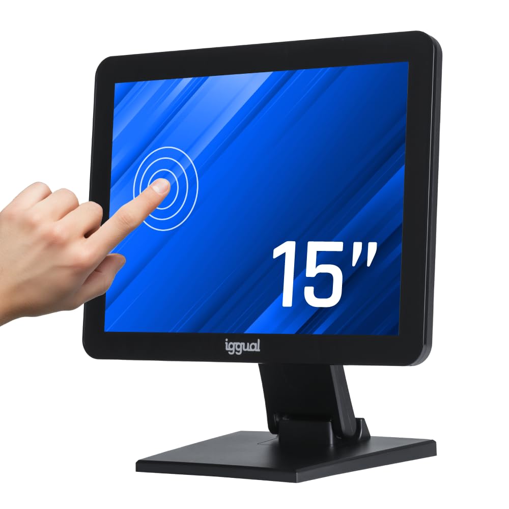 iggual Monitor Táctil 15", Formato 4:3 .- Panel Capacitivo 75Hz - Sist. Operativo Compatible : Windows 7 a 11, Android, Linux, Raspberry Pi- Conexiones: USB-A + VGA + HDMI, 300cd/m2, (MTL15X)