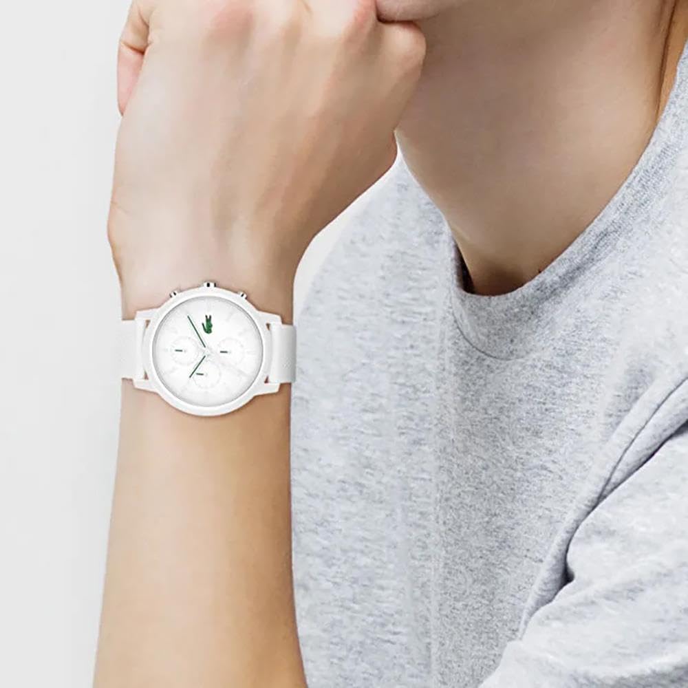 Lacoste Reloj Cronógrafo de Cuarzo para Hombre Colección LACOSTE.12.12 Chrono con Correa de Silicona Blanca - 2011246
