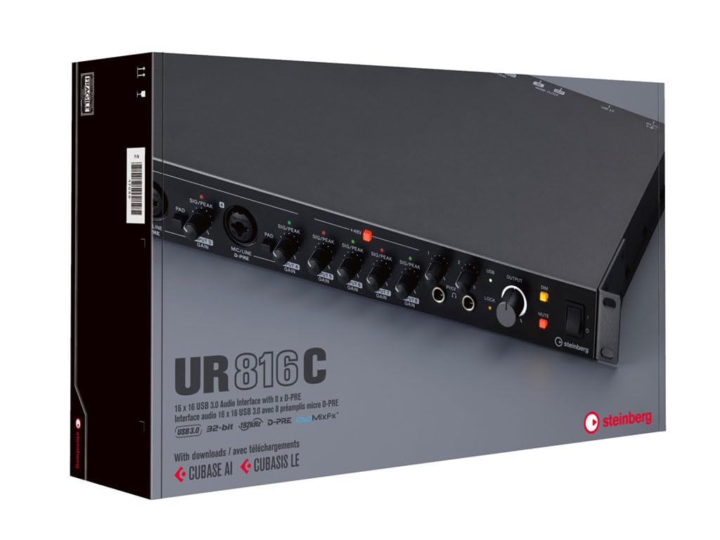 Steinberg UR816C 16 x 16 USB 3.0 Interfaccia audio (32-bit/192-kHz, monitoraggio senza latenza con effetti DSP, pacchetto software Cubase AI e Steinberg Plus incluso)