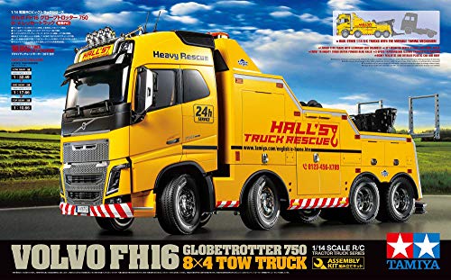 Tamiya Tamiya-56362 1:14 Volvo FH16 Tow Truck 8x4-Kit de Montaje, RC, Control Remoto, camión, Juguete de construcción, modelismo, jugueteo, Color Yellow (56362)