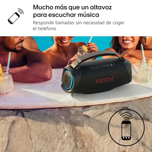 LG XBOOM GO XG8T, Altavoz portátil, Bluetooth 5.3, Bajos Potentes, Resistencia Militar a golpes, Agua y Polvo IP67, Color Negro