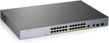 Zyxel 24-Port Gigabit PoE+ Switch | Smart Cloud Management | 375 Watt Power | 2 Combined Ports | Long Range [GS1350-26HP]