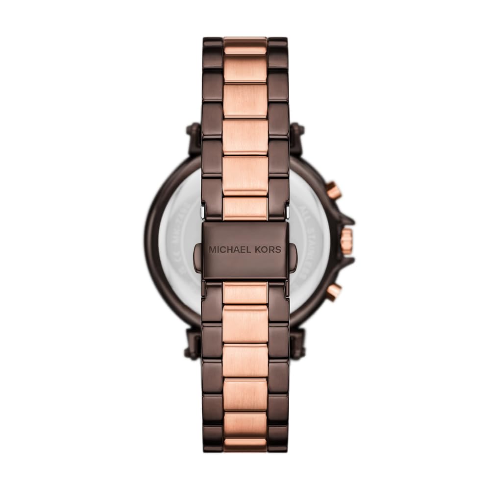 Michael Kors Reloj Maren para Mujer, Movimiento cronógrafo de Cuarzo con Correa de Acero o Piel, Marrón Oscuro, 40 mm