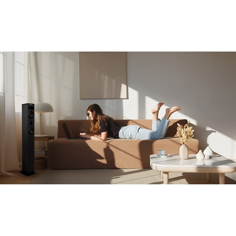 NGS Sky Charm 2.1- Torre de Sonido Bluetooth 80W con Entrada Óptica, USB, Radio FM y AUX IN