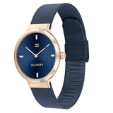 Tommy Hilfiger Reloj Analógico de Cuarzo para Mujer con Correa de Malla de Acero Inoxidable Azul - 1782219