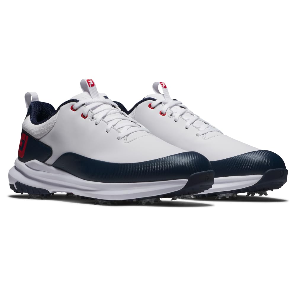 FootJoy Fj Tour Rival, Zapatos de Golf Hombre, Blanco, Azul Marino, Rojo, 42.5 EU