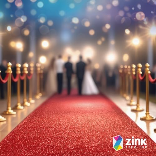 Zink Paquete de Alfombra Roja Zink - 4 Postes Dorados de Acero Inoxidable de 90 cm con Cuerda de Terciopelo de 1,5 m para Fiestas, fotomatones, Bodas, teatros, etc.