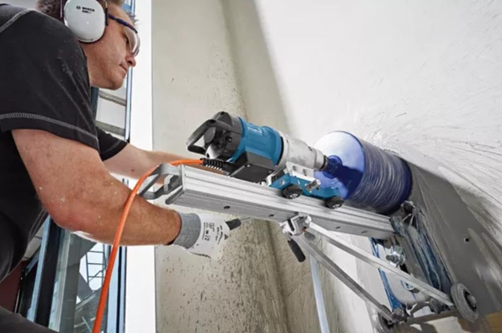 Bosch Professional GCR 350 - Soporte para taladro (Ø de perforación 350 mm, alto 955 mm, con ángulo de trabajo, en caja)