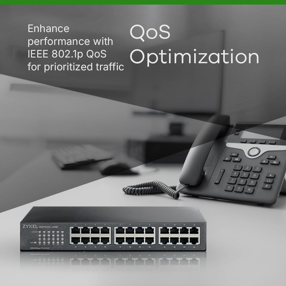 Zyxel Gigabit Switch de 16 puertos no configurable - Diseño sin ventilador [GS1100-24E]