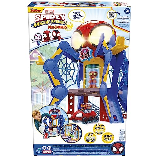 SPIDEY AND HIS AMAZING FRIENDS Marvel Aracnocuartel de los Web-Spinners - Set de Juego Infantil con Figura de Spidey, vehículo y Accesorios