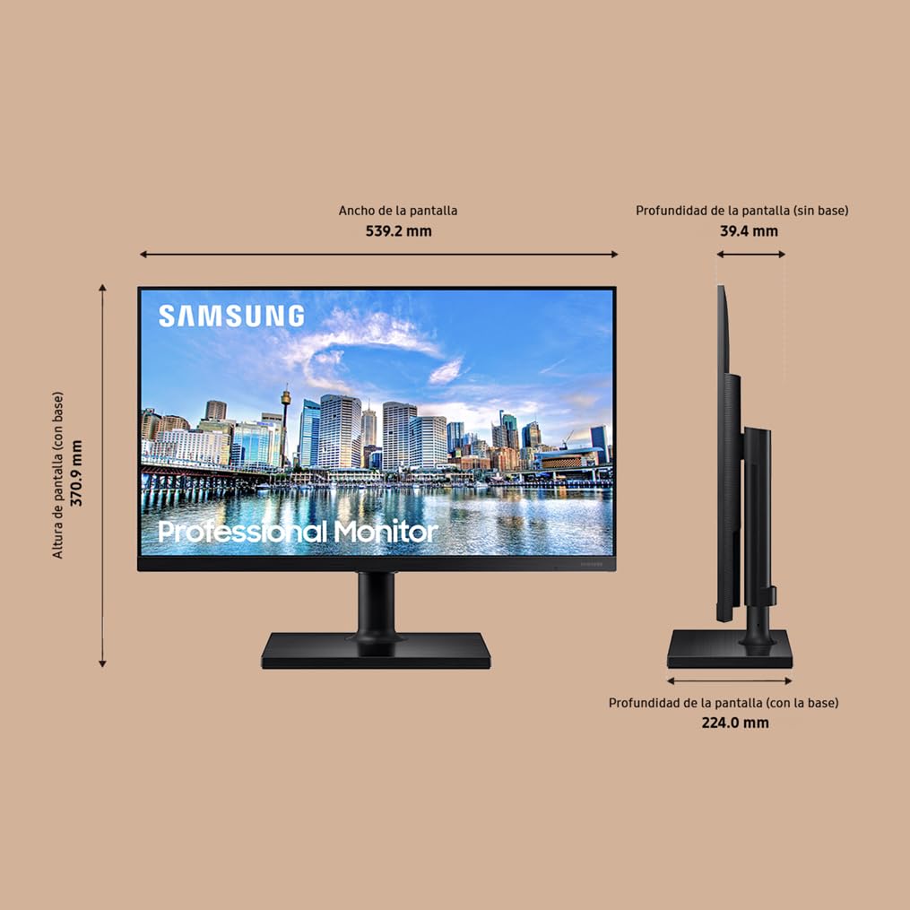Samsung LF24T450FQRXEN - Monitor Panel IPS de 24" UHD (1,920 x 1,080, 16:9, 75Hz, Modo Eye Saver, Flicker Free, Pantalla Ahorro Energético), Negro