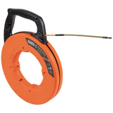 Klein Tools 56351 - Cinta pasacables eléctricos no conductora, extractor de alambre de fibra de vidrio con guía de acero, caja optimizada, 30,5 m x 0,5 cm