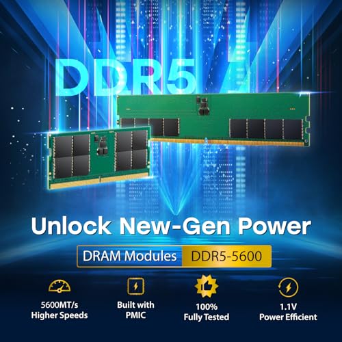 Transcend Módulo de Memoria JetRam JM5600ASE DDR5 32GB - 5600MT/s, 1.1V Bajo Voltaje, para Workstations de Alto Rendimiento/Juegos - JM5600ASE-32G