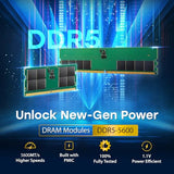 Transcend Módulo de Memoria JetRam JM5600ASE DDR5 32GB - 5600MT/s, 1.1V Bajo Voltaje, para Workstations de Alto Rendimiento/Juegos - JM5600ASE-32G