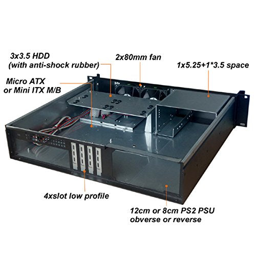 Techly 101980 Chassis Industrial Rack 19/Desktop 2U Ultra-compatto