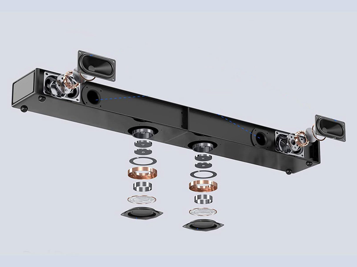 Barra de Sonido BDS Alto con subwoofers Integrados, Bluetooth con conexión HDMI ARC, óptica y Jack, Potencia 80w, Mejora la claridad de Voz