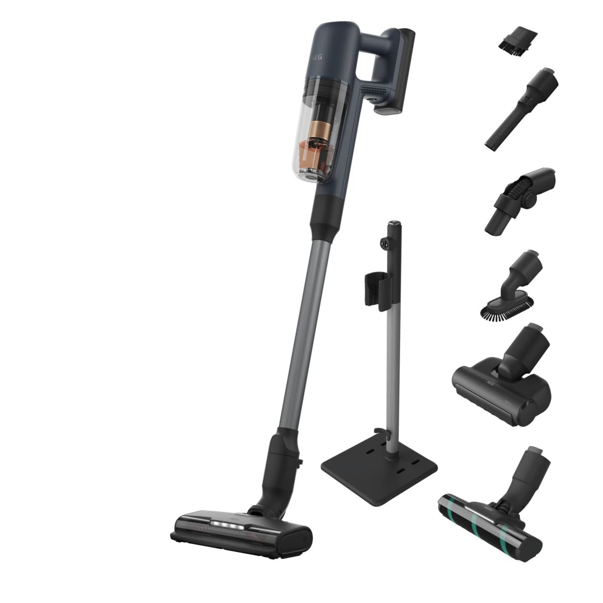 AEG AP71A142XN Aspiradora Sin Cable, 14,4 V, Autonomía de 50 min, Batería Extraible, Filtración en 5 Etapas, 4 Velocidades, Aspirador Escoba 2 en 1, Incluye Accesorios, Azul Denim