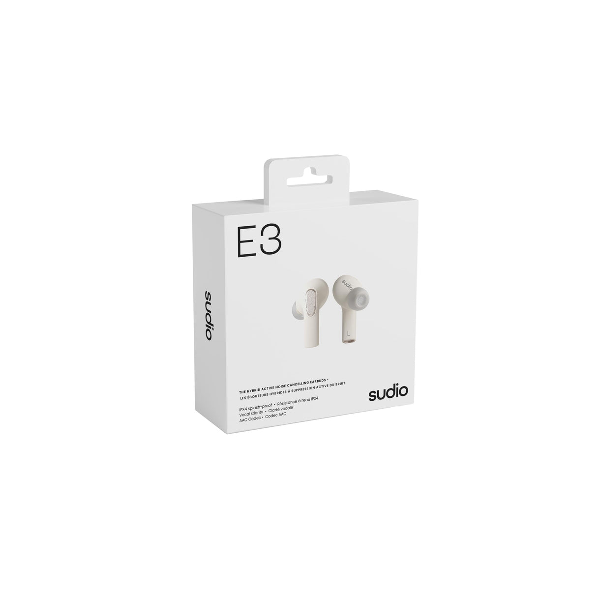 Sudio E3 White, in Ear, True Wireless, Splash Proof, IPX4, Bluetooth v5.3, USB-C, 6 h de Tiempo de reproducción