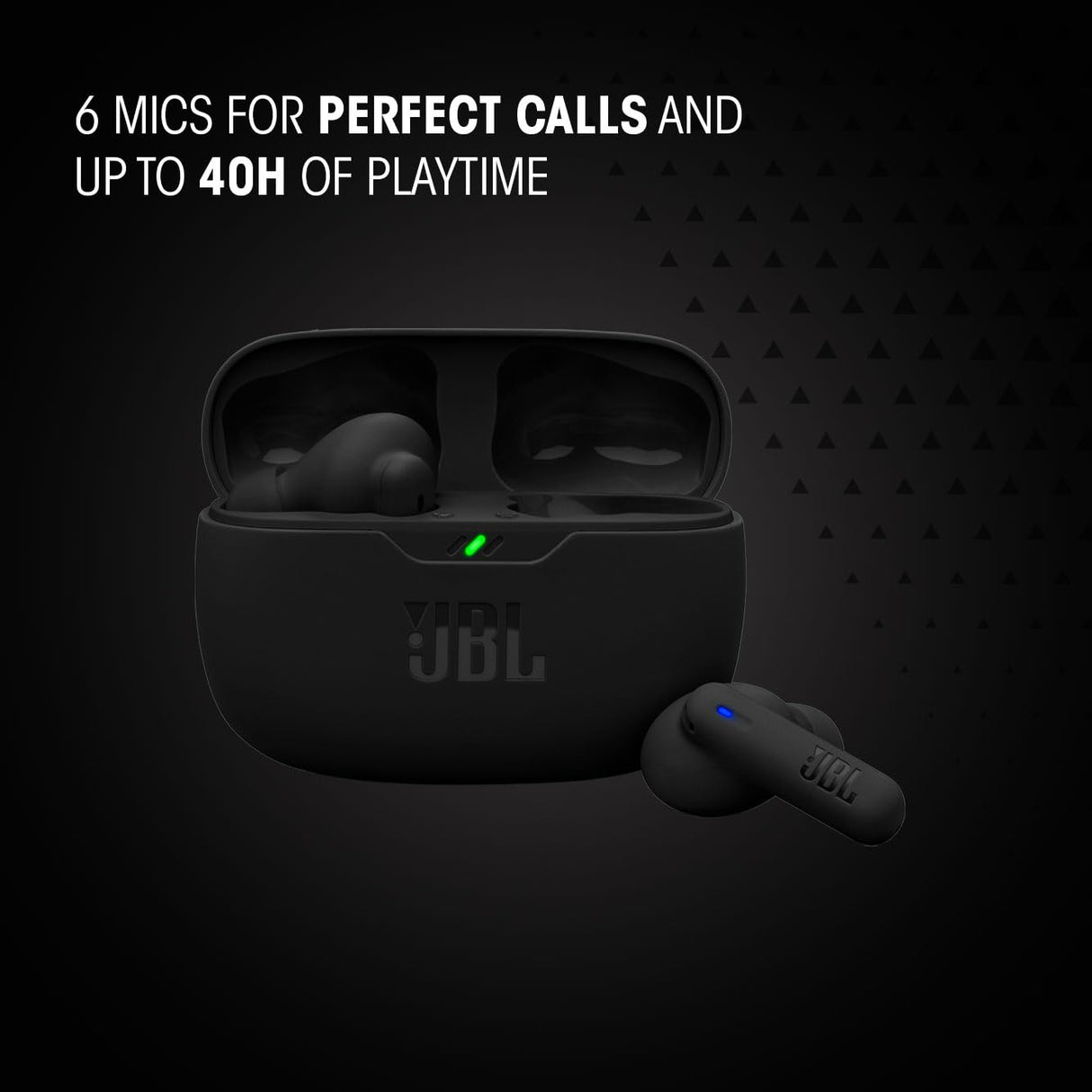 JBL Wave Beam 2, Auriculares True Wireless con cancelación de Ruido Activa, Bluetooth, hasta 40 hrs de autonomía, Sonido Pure Bass, Smart Ambient, Connexion multipunto, Negro