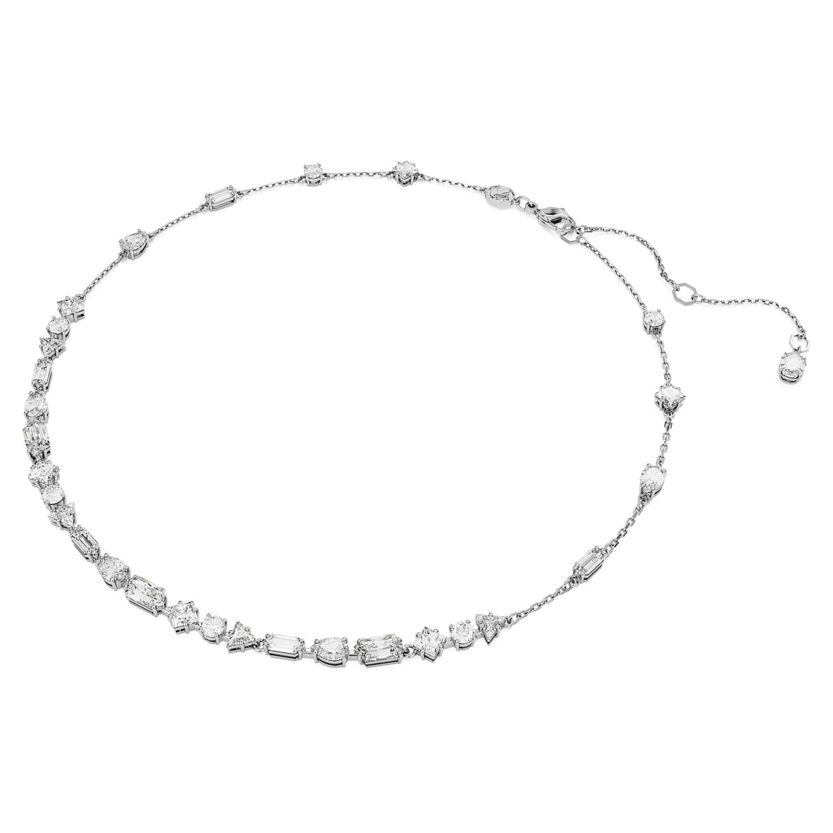 Swarovski Collar Mesmera, Tallas mixtas, Diseño distribuido, Blanco, Baño de rodio