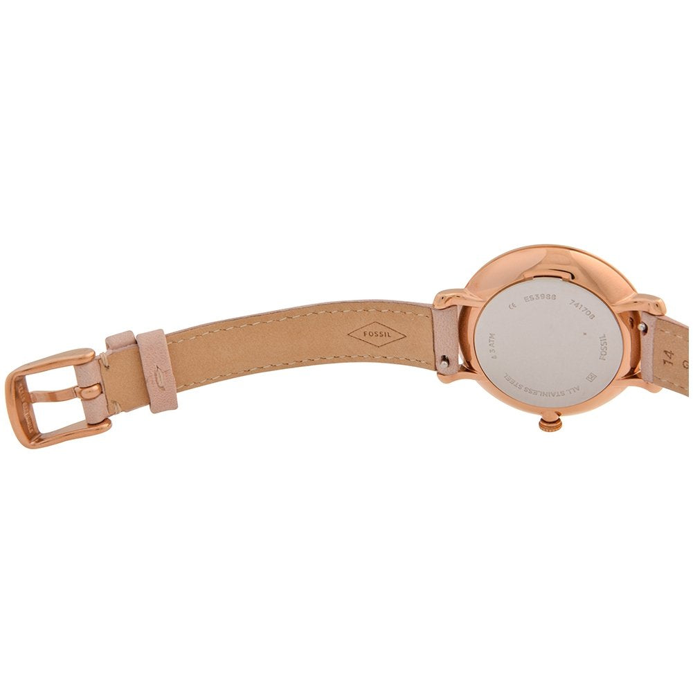 Fossil Jacqueline Reloj para mujer, movimiento de cuarzo con correa de acero o piel, Tono rosa claro y oro rosa, 36MM