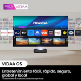 Hisense PL2 - Proyector Laser UHD 4K Smart TV de Tiro Corto, de 80 a 150 Pulgadas, 2400 lumenes, HDR10, Contraste Nativo 3000:1, Dolby Vision, Dolby Atmos, Smooth Motion, Mando Solar