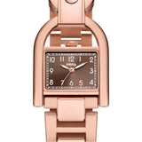 Fossil Harwell Reloj para Mujer, Movimiento de Cuarzo con Correa de Acero o Piel, Tono Oro Rosa y marrón, 28MM