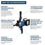 Bosch Professional 18V System mezcladora a batería GRW 18V-120 (incl. 1 extensión de 13 cm (M14-M14) 2 llaves (22/24), sin batería/cargador)