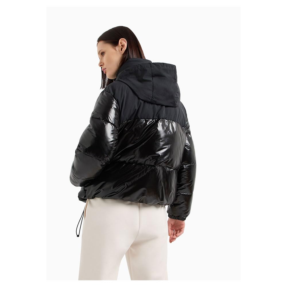 Armani Exchange The Notorius Frank-Inserto de Nailon Arrugado Chaqueta, Negro, XL para Mujer