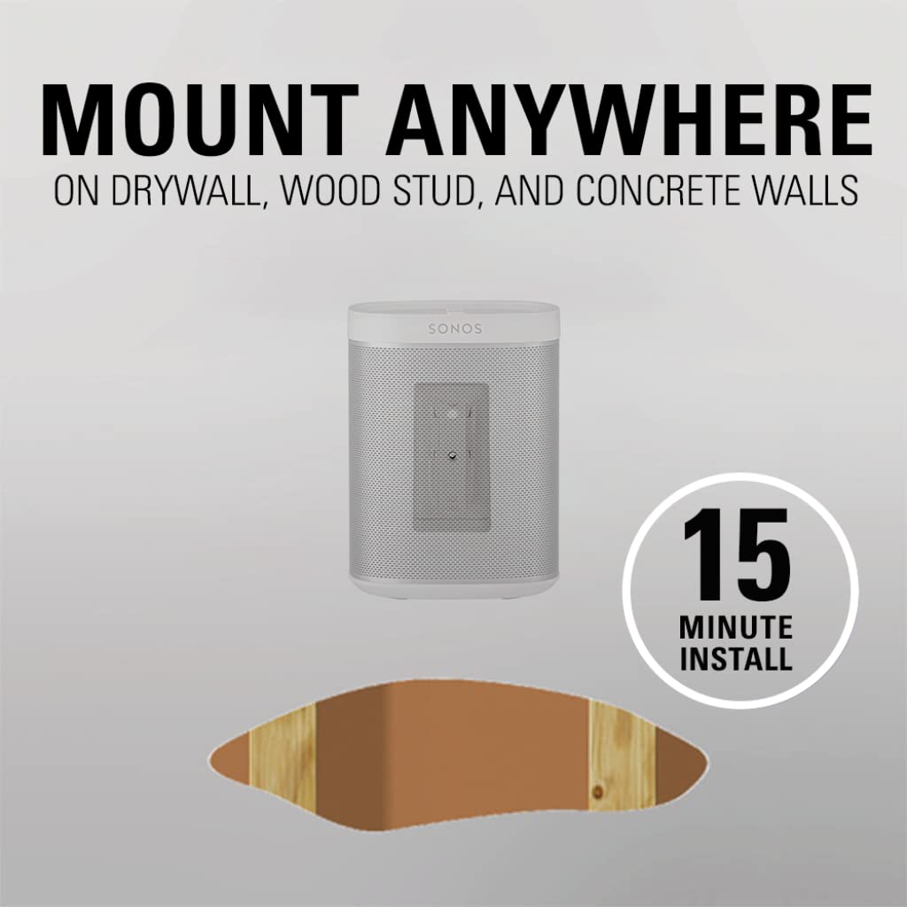 Sanus Soportes de Pared Ajustables para Altavoces diseñados para SONOS One, Play:1 & Play:3 – Par (Blanco)